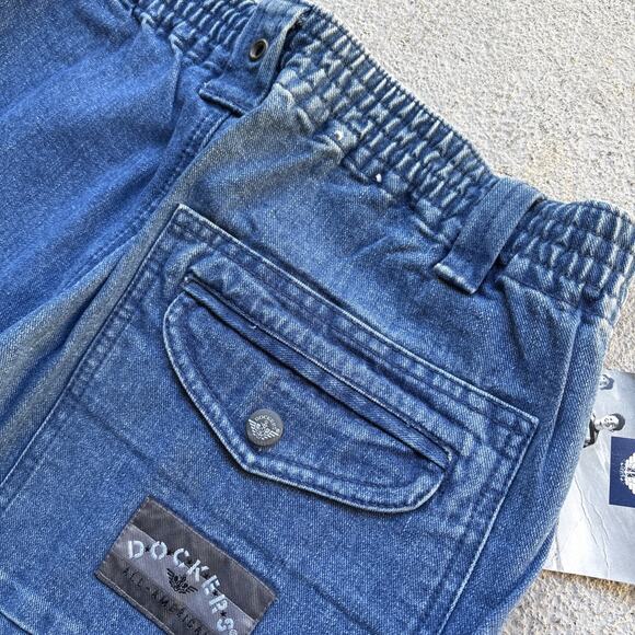 Deadstock 90s Dockers Jeans Mens 29x30 Pleated Denim Levis Cargo Tapered Vintage - Picture 11 of 12